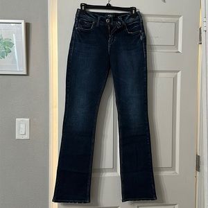 Silver Jeans Avery Slim Dark Blue Straight Leg Highrise Size 27. Worn once